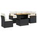 vidaXL 6-delige Loungeset met Kussens, Poly Rattan, Zwart