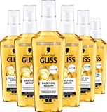 Gliss Oil Nutritive - Daily Oil Serum - Haarverzorging - Haarserum - Voeding - Glans - Stug en Beschadigd Haar - Voordeelverpakking - 6x75ml