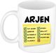 Bellatio Decorations Naam mok Arjen - wit - top gozer - keramiek - 300 ml - cadeau collega beker