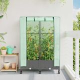 vidaXL Jardinière avec housse de serre et roues 2 pcs gris clair PP