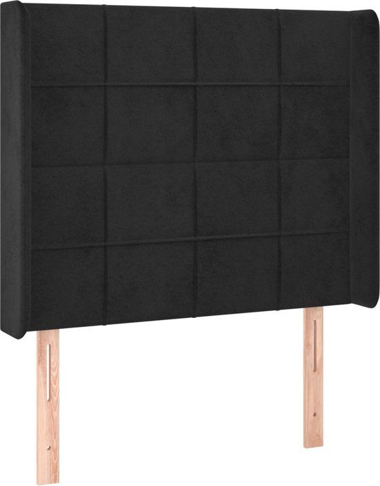 vidaXL Hoofdbord met randen fluweel zwart 83x16x118/128 cm