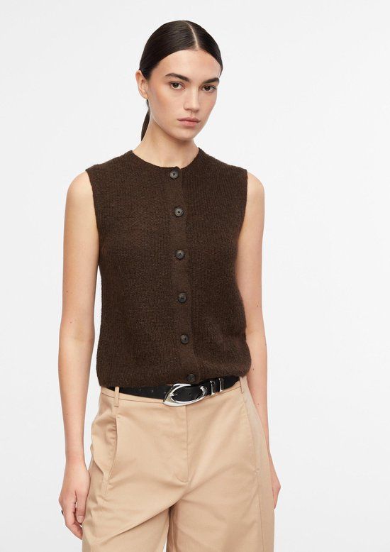 comma Strickjacke dames donkerbruin XXL