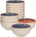 Excellent Houseware Soepkom Kenji - set van 12x - blauw - 14 x 7 cm - keramiek