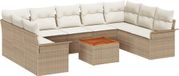 vidaXL Tuinbank Set 10-delig 9-Zits Beige en Crème