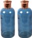 Countryfield Bloemenvaas Firm Bottle - 2x - transparant blauw/koper - glas - D11 x H27 cm