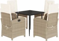 vidaXL 5-delige tuinset met kussens, beige, polyrotan