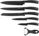 KINGHOFF Set de couteaux 6 pièces Noir Inox Revêtement marbre Poignées ergonomiques