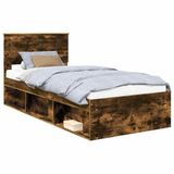 vidaXL Bedframe Gerookt eiken Massief grenenhout 90 x 190 cm