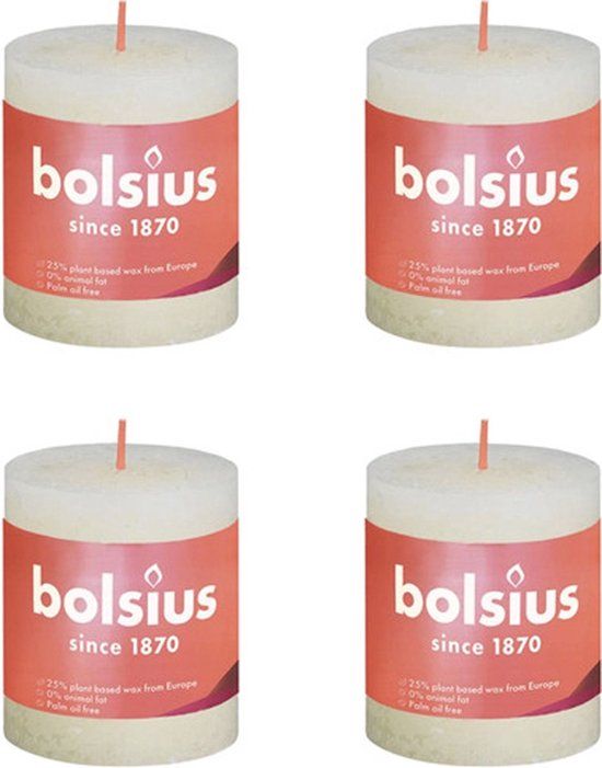 Bolsius Stompkaarsen Shine 4 st rustiek 80x68 mm zacht parelkleurig