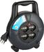 Electraline 49026 Verlengkabel met kabelhaspel 10 m, 4 multifunctionele stopcontacten, Schuko + 10/16 A, stekker 16 A, kabeldoorsnede 3 G1,5 mm²