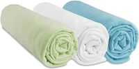 Easy Dort Hoeslakens Set van 3, 60 x 120 cm, 100% Katoen Jersey, Anijs/Wit/Turquoise