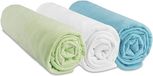Easy Dort Hoeslakens Set van 3, 60 x 120 cm, 100% Katoen Jersey, Anijs/Wit/Turquoise