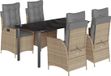 vidaXL 5-delige tuinset met kussens, beige, polyrotan