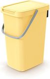 Keden Systema Q Afvalscheidingshouder met deksel en handvat, afvalscheiding, afvalsorteercontainer (12 l, lichtgeel)