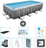 Bestway Rechthoekig Power Steel Zwembad - Rattanprint - 549 x 274 x 122 cm