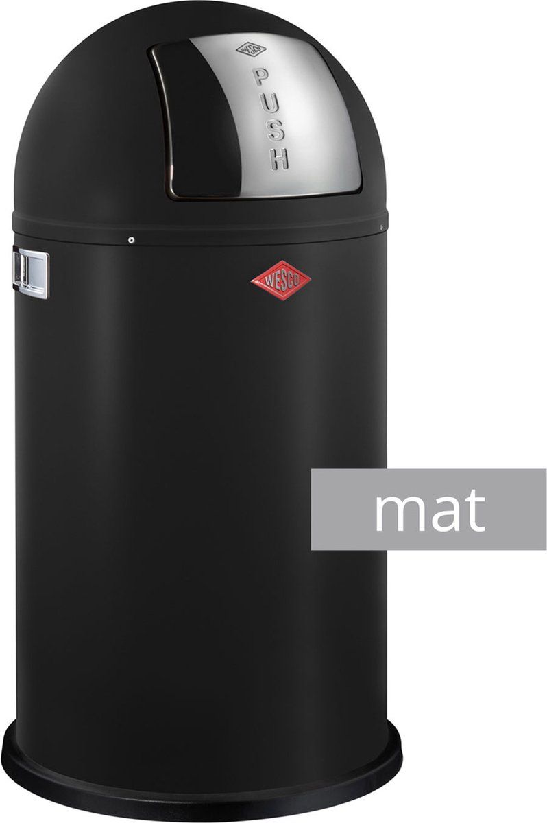 Wesco Pushboy - Prullenbak - 50 Liter - Mat Zwart