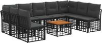 vidaXL Buiten bankenset 10 st Zwart en Donkergrijs Polyester