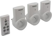 Perel Stopcontacten, met afstandsbediening, set van 3, draadloos, bereik tot 25 m, 10 A, 2300 W, wit
