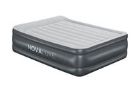NOVALUXE - Opblaasbaar bed met geïntegreerde pomp, kussen en USB-oplader, grijs, 203 x 152 x 56 cm