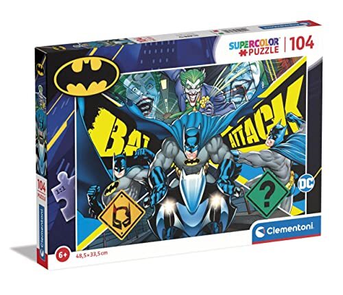 Clementoni - Batman Supercolor puzzel Batman 104 stuks kinderen 6 jaar, puzzel cartoons Made in Italy, meerkleurig, 27174