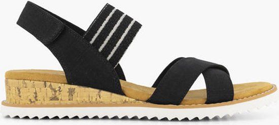 Skechers Zwarte sandaal - Maat 41 - Vrouwen - Platte sandalen - Textiel - Rubber - Lente/Zomer 2024