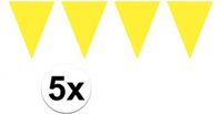 Merkloos / Sans marque Folat Bv Party Vlaggenlijn puntvlaggetjes - 5x - kunststof - geel - 10 meter - Slinger - versiering/feestartikelen