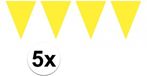 Merkloos / Sans marque Folat Bv Party Vlaggenlijn puntvlaggetjes - 5x - kunststof - geel - 10 meter - Slinger - versiering/feestartikelen