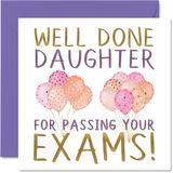Gefeliciteerd Kaarten - Goed gedaan Dochter geslaagd examens - Trots op je Kaart Gefeliciteerd Graduation Degree Examen Resultaten School College Examens GCSE A Level Uni, 145mm x 145mm Well Done Wenskaarten