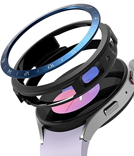 Ringke Air Sports + Bezel Styling Combo Compatibel met Samsung Galaxy Watch 5 40mm Case, TPU Schokbestendige Hoesje en Anti-kras Aluminium Bezel - Black / 12 (AL) Blue