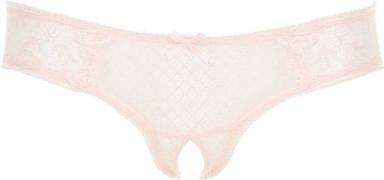 René Rofé Rene Rofe Roze kanten openkruis-slipje - S/M
