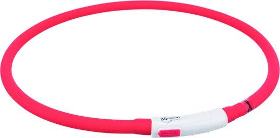 Trixie USB Lichtgevende Halsband Siliconen Oplaadbaar Rood - 70x1 CM