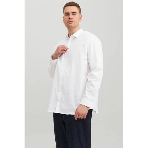 JACK & JONES PLUS SIZE oversized overhemd JPRBLACARDIFF Plus Size wit