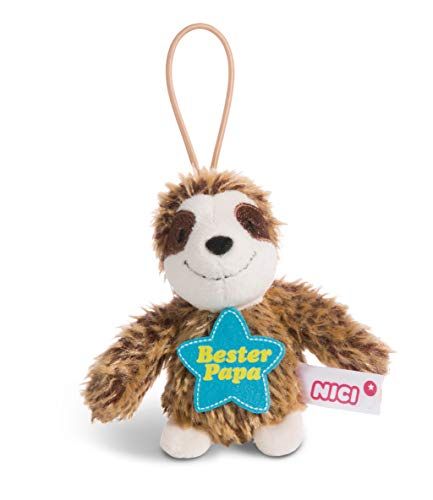 NICI 44851 hanger luiaard met spreuk Bester Papa 8 cm met lus, bruin