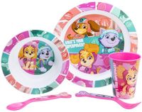 Paw Patrol Eetset 5 Delig Filles – Skye et Everest – Assiette Bol Gobelet Couverts – Vaisselle Enfant
