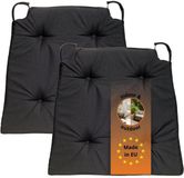 sleepling Basic 10 stoelkussenset 2-delig - stoelkussens 40x40 cm - stoelkussens buiten en binnen - stoelkussens eetkamer, stoelkussen met lint en zitkussen met klittenband - Made in EU - set van 2 - 41 (voor) / 35 (achter) x 40 x 5 cm - zwart