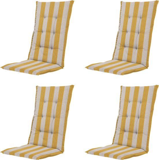 Madison Amora Kussen Hoge Rug - Set van 4 - Geel Gestreept - Katoen - 123x50 cm