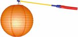Lampion orange 25 cm avec bâton de lampion - Lampions Saint-Martin