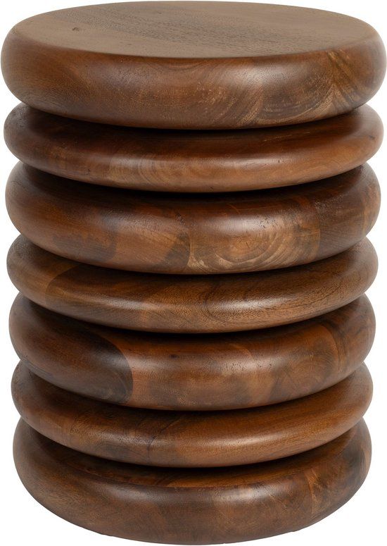 Zuiver Disc Kruk/ Bijzettafeltje Hout - Bruin