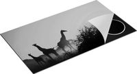 Chefcare Inductie Beschermer Drie Giraffe Silhouetten bij Zonsondergang - Zwart Wit - 95x55 cm