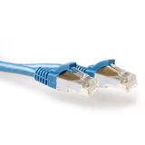 ACT Blauwe 0,5 meter LSZH SFTP CAT6A câble de brassage sans accroche avec connecteurs RJ45