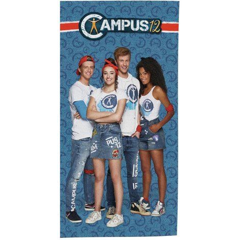 Campus 12 MECA12000190 Badhanddoek - Wit/Blauw - Katoen - Unisex
