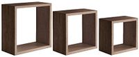 Homemania Incubo Wandrek voor wanddecoratie, woonkamer, slaapkamer, kantoor, MDF, noten, 35 x 35 x 15,5/30 x 30 x 15,5/25 x 25 x 15,5 cm