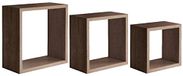 Homemania Incubo Wandrek voor wanddecoratie, woonkamer, slaapkamer, kantoor, MDF, noten, 35 x 35 x 15,5/30 x 30 x 15,5/25 x 25 x 15,5 cm