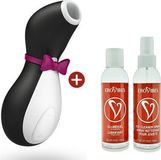 Satisfyer Pro Penguin Lot économique - Vibrateur compact à pression d'air - incl. Lubrifiant & Nettoyant pour jouets