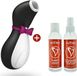Satisfyer Pro Penguin Lot économique - Vibrateur compact à pression d'air - incl. Lubrifiant & Nettoyant pour jouets