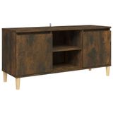 VidaXL TV-meubel met houten poten 103,5x35x50 cm gerookt eikenkleurig