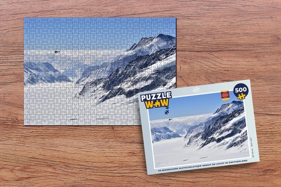 MuchoWow Puzzel De besneeuwde Aletschgletsjer vanuit de lucht in Zwitserland - Legpuzzel - Puzzel 500 stukjes