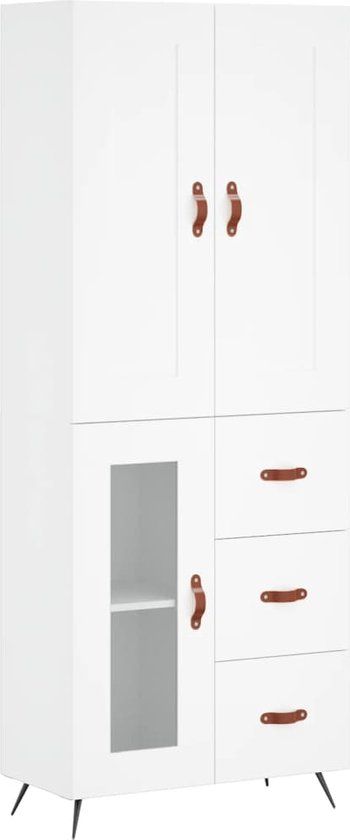 vidaXL Hoge kast 69,5x34x180 cm bewerkt hout wit