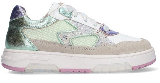 Braqeez 426177-403 Meisjes Lage Sneakers - Groen - Leer - Veters