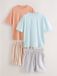 Next - Heren - Set van 2 geweven pyjama's met korte mouwen en strepen - Blauw